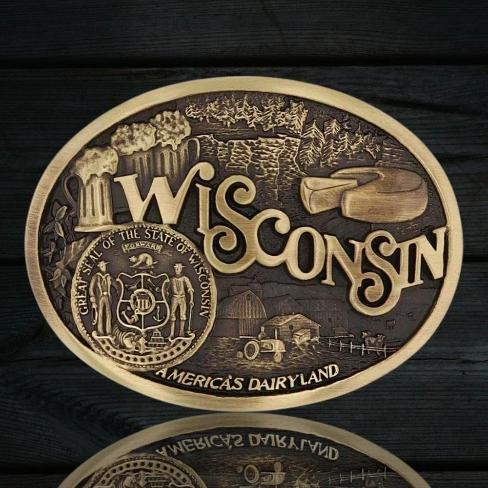 Montana Silversmiths Wisconsin State Heritage Belt Buckle - New In Box